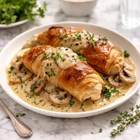 Chicken in Blanket with Mushroom Sauce