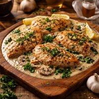 Chicken in Garlic White Wine Cream Sauce