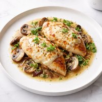 Chicken Mozzarella with Mushrooms in a Light Chicken Stock