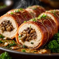 Chicken Mushroom and Prosciutto Rolls