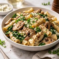 Chicken Mushroom and Spinach Pasta with Blue Cheese Sauce
