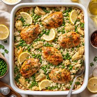 Chicken N Rice Casserole with Artichokes and Peas