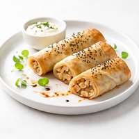 Chicken Onion and Apple Phyllo Rolls