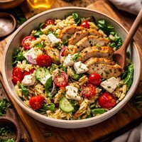 Chicken Orzo Salad with Goat Cheese