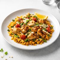 Chicken Paella with Pine Nuts Cheese