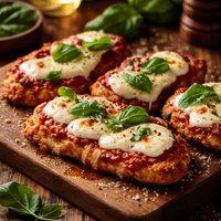 Chicken Parmesan with Fresh Mozzarella and Fresh Basil