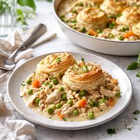 Chicken Pot Pie on Biscuits