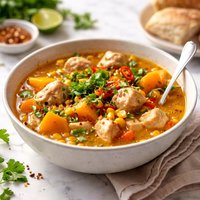 Chicken Pumpkin and Sweetcorn Stew