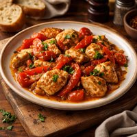 Chicken Red Pepper Saute for Two