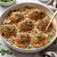 Chicken Rissoles in Mushroom Sauce