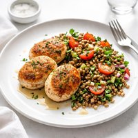 Chicken Rissoles with Lentil Salad