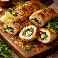 Chicken Roll Ups with Goat Cheese and Arugula