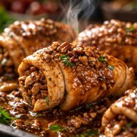 Chicken Rolls in Praline Glaze