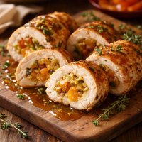 Chicken Roulades with Apricot Stuffing Apricot Nectar