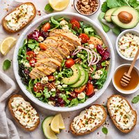 Chicken Salad with Chevre Toasts