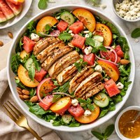 Chicken Salad with Watermelon and Peaches