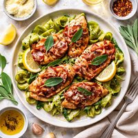 Chicken Saltimbocca with Spinach Pappardelle