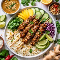 Chicken Satay with Orange Scented Jasmine Rice