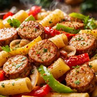 Chicken Sausages and Peppers with Pasta