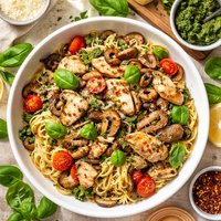 Chicken Shiitake Mushroom Basil Pesto