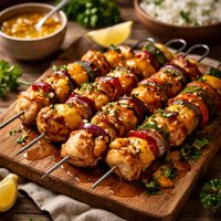 Chicken Shish Kabob with Pineapple Sauce