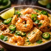 Chicken Shrimp Curry with Coconut Green Chilies