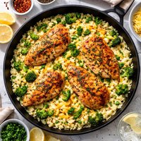 Chicken Skillet with Broccoli Cheese Rice