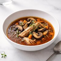 Chicken Soup with Portobello Mushrooms and Red Wine