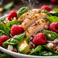 Chicken Spinach Salad with Raspberries