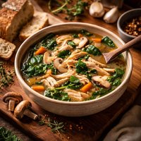 Chicken Spinach Shiitake Mushroom Soup