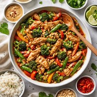 Chicken Stir Fry with Spicy Peanut Sauce