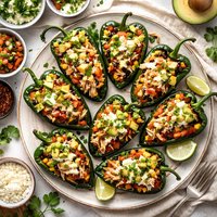 Chicken Stuffed Poblano Peppers