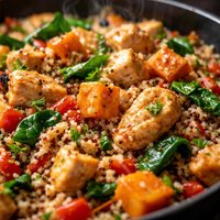 Chicken Sweet Potato and Quinoa Stir Fry
