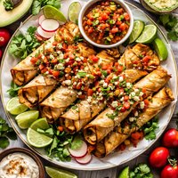 Chicken Taquitos with Warm Tomato Salsa Flautas Con Pollo