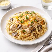 Chicken Tetrazzini with Cheddar Cheese