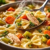 Chicken Vegetable and Bow Tie Soup