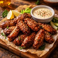 Chicken Wings with a Sesame Honey Dip