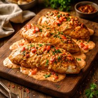 Chicken with a Red Pepper Cream Sauce