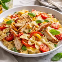Chicken with Bow Tie Pasta Fresh Tomatoes and Peppers