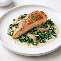Chicken with Creamy Spinach and Shallots