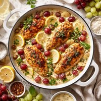 Chicken with Grapes Lemon and Cream