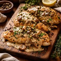 Chicken with Mushroom Peppercorn Sauce