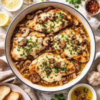 Chicken with Mushrooms and Provolone