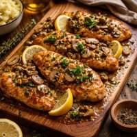 Chicken with Mushrooms Lemon Sauce