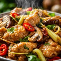 Chicken with Mushrooms Lemongrass and Chili