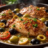 Chicken with Olives and White Wine Sauce
