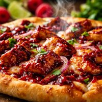 Chicken with Raspberry Barbecue Chipotle Sauce Pizza