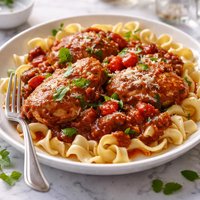 Chicken with Tomato Sauce and Egg Noodles