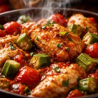 Chicken with Tomatoes and Okra