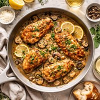 Chicken with White Wine and Mushroom Reduction